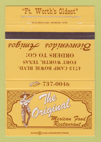 Matchbook Cover - The Original Mexican Food Fort Worth TX 40 Strike