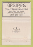 Matchbook Cover - Orsino's Italian Restaurant Atlanta GA 40 Strike