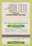 Matchbook Cover - Bolte Adertising Fort Worth TX 40 Strike