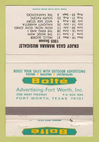 Matchbook Cover - Bolte Adertising Fort Worth TX 40 Strike