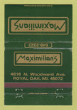 Matchbook Cover - Maximilian's Royal Oak MI WEAR 40 Strike