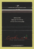 Matchbook Cover - Cynthia's Restaurant Wilmington DE 40 Strike