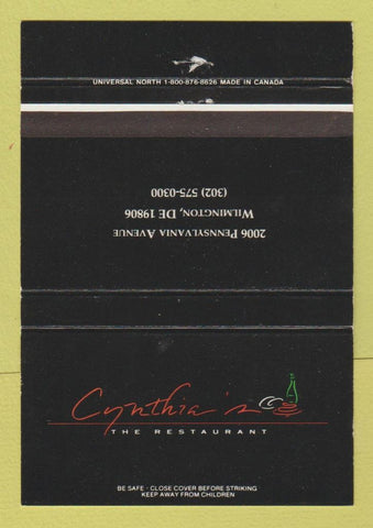 Matchbook Cover - Cynthia's Restaurant Wilmington DE 40 Strike