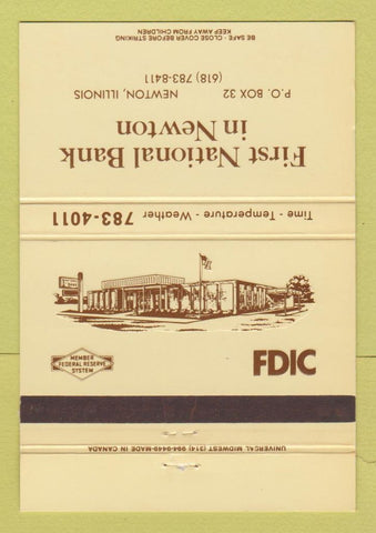 Matchbook Cover - First National Bank Newton IL 40 Strike