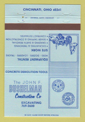 Matchbook Cover - John Bushelman Construction Cincinnati OH 40 Strike