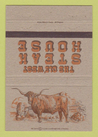 Matchbook Cover - Ole West Steak House Canton Athens TX 40 Strike