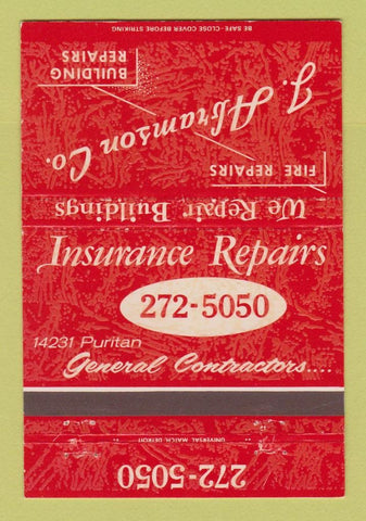 Matchbook Cover - J Abramson Contractor Repairs 40 Strike