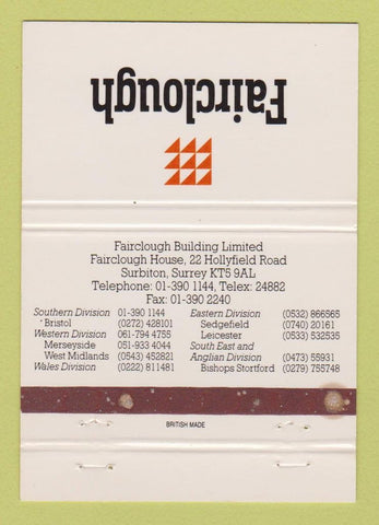 Matchbook Cover - Fairclough Building Limited Surrey UK WEAR 40 Strike