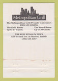Matchbook Cover - Metropolitan Grill Seattle WA WHITE 40 Strike