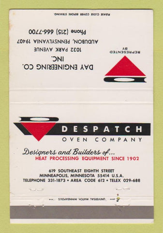 Matchbook Cover - Day Engineering Despatch Oven Audubon PA 40 Strike