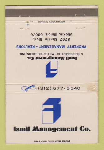 Matchbook Cover - Ismil Management Skokie IL Property WEAR 40 Strike
