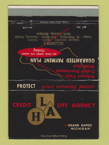 Matchbook Cover - Credit Life Agency Sellhorn's North Lansing MI 40 Strike