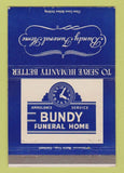 Matchbook Cover - Bundy Funeral Home Cambridge OH 40 Strike