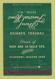 Matchbook Cover - Strouf Funeral Home Racine WI 40 Strike