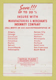 Matchbook Cover - Manufacturers Merchants Insurance Cincinnati OH 40 Strike