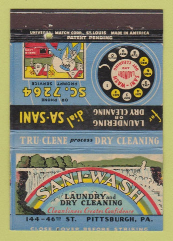Matchbook Cover - Sani Wash Laundry Dry Cleaning Pittsburgh PA 40 Strike