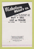 Matchbook Cover - Nicholson Real Estate Insurance South Milwaukee WI 40 Strike