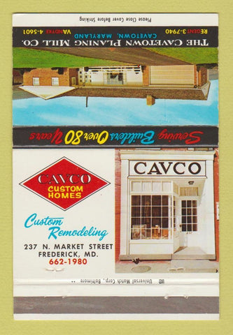 Matchbook Cover - Cavco Custom Homes Frederick MD Cavetown 40 Strike