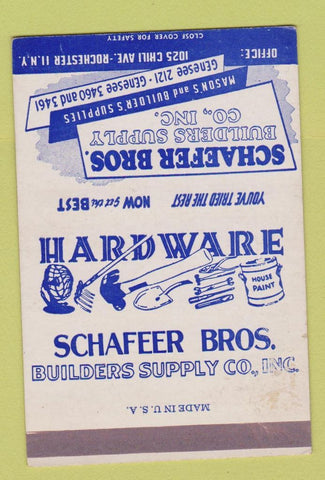 Matchbook Cover - Schaefer Bros Builders Supply Rochester NY 40 Strike