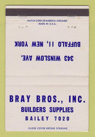 Matchbook Cover - Bray Bros Builders Supply Buffalo NY 40 Strike
