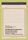 Matchbook Cover - Development & Construction Northwich Cheshire UK 40 Strike