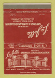 Matchbook Cover - La Jolla Savings and Loan CA 40 Strike