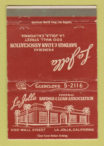 Matchbook Cover - La Jolla Savings and Loan CA 40 Strike