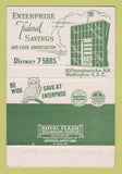 Matchbook Cover - Enterprise Federal Savings Washington DC 40 Strike