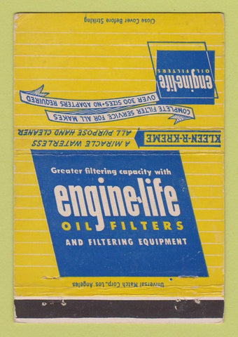 Matchbook Cover - Engine Life Oil Filters El Monte CA 40 Strike