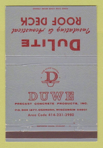 Matchbook Cover - DuLite Insulating Roof Deck Concrete Oshkosh WI 40 Strike
