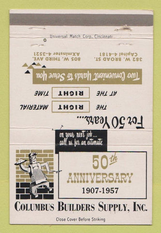 Matchbook Cover - Columbus Builders Supply OH 1957 40 Strike