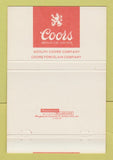 Matchbook Cover - Coors Beer Golden Colorado Courtesy Room 40 Strike