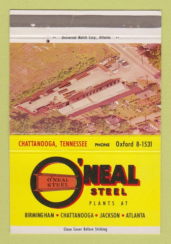 Matchbook Cover - O'Neal Steel Birmingham MI Jackson MS Atlanta GA 40 Strike