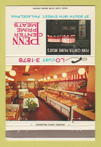 Matchbook Cover - Penn Center Prime Meats Philadelphia PA 40 Strike