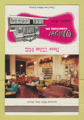 Matchbook Cover - Walper Furniture Adrian MI 40 Strike