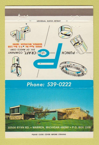 Matchbook Cover - Punch Craft Company Warren MI 40 Strike