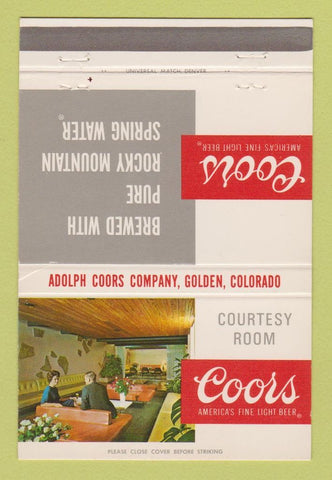 Matchbook Cover - Coors Beer Golden Colorado Courtesy Room 40 Strike