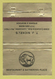 Matchbook Cover - TJ Nickel's Restaurant Lancaster PA 40 Strike