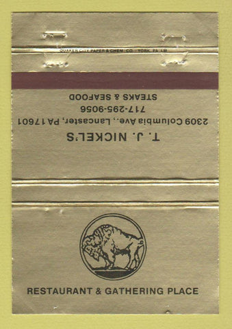 Matchbook Cover - TJ Nickel's Restaurant Lancaster PA 40 Strike
