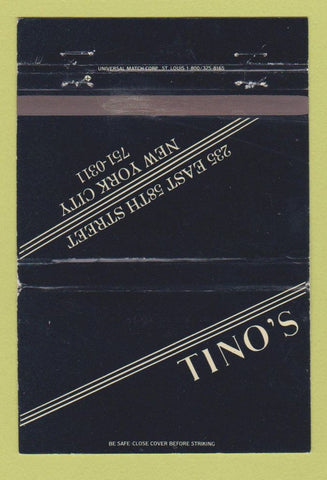 Matchbook Cover - Tino's Restaurant New York City WEAR 40 Strike
