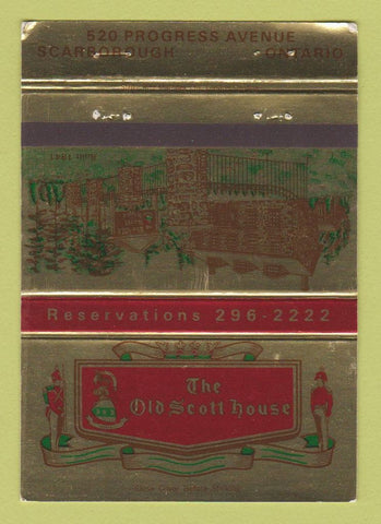 Matchbook Cover - The Old Scott House Scarborough ON 40 Strike