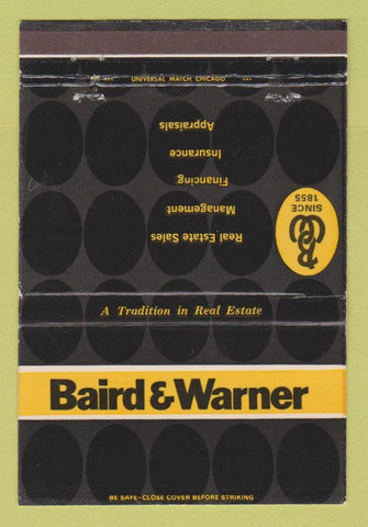 Matchbook Cover - Baird & Warner Real Estate Chicago IL 40 Strike
