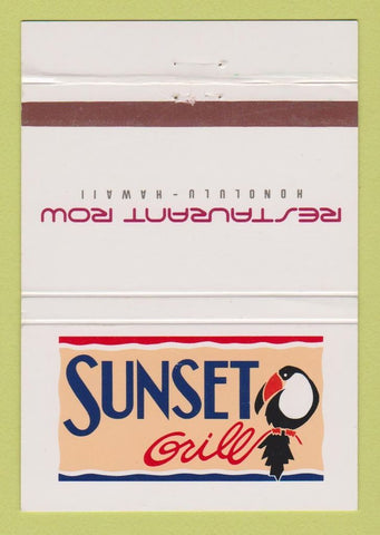 Matchbook Cover - Sunset Grill Restaurant Honolulu Hawaii  40 Strike