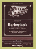 Matchbook Cover - Barberian's Restaurant Toronto ON 40 Strike
