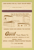 Matchbook Cover - Guest Trailer Rentals Bridgeville PA 40 Strike