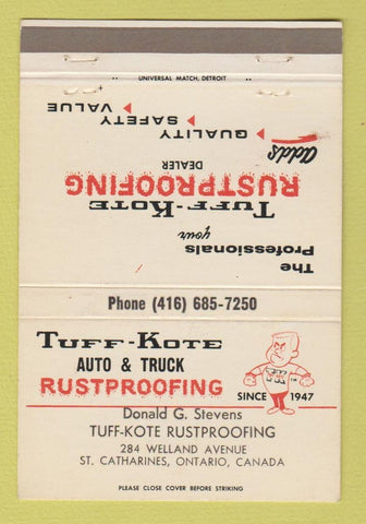 Matchbook Cover - Tuff Kote Rustproofing St Catharines ON 40 Strike