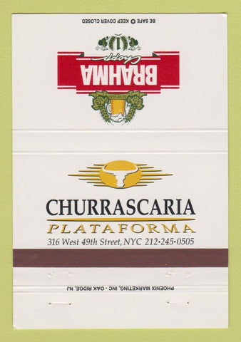 Matchbook Cover - Brahma Chopp Churrascaria New York City 40 Strike
