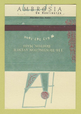 Matchbook Cover - Ambrosia Restaurant Boston MA 40 Strike