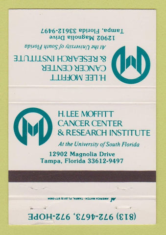 Matchbook Cover - H Lee Moffitt Cancer Center Tampa FL 40 Strike