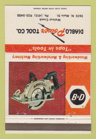 Matchbook Cover - Diablo Power Tools Walnut Creek CA 40 Strike